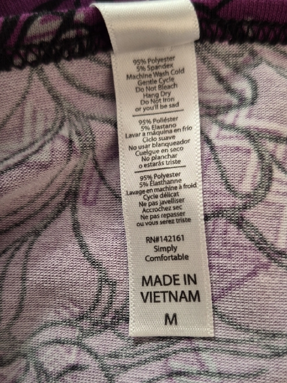 LuLaRoe Purple Floral Long Sleeve Scoop Neck Top - Picture 9 of 9